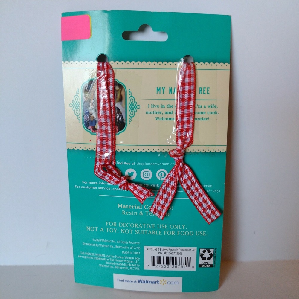 The Pioneer Woman Retro Dot & Betsy Spatula Ornament Set 2pc Home Decor Xmas - Picture 2 of 3
